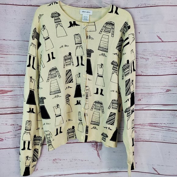 Oliver Perry Silk Blend Button Front Cardigan Sweater Top Blouse XL Fashion - Picture 1 of 7